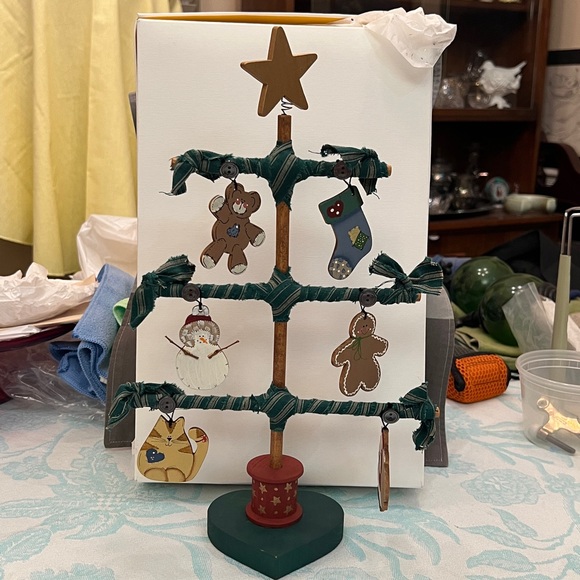 Other - Hand Made Wooden Christmas Tree w Ornaments